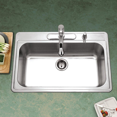 Houzer Premiere Gourmet Series Topmount Stainless Steel 4-Hole Large Single Bowl Kitchen Sink Kitchen Sink - Topmount Houzer